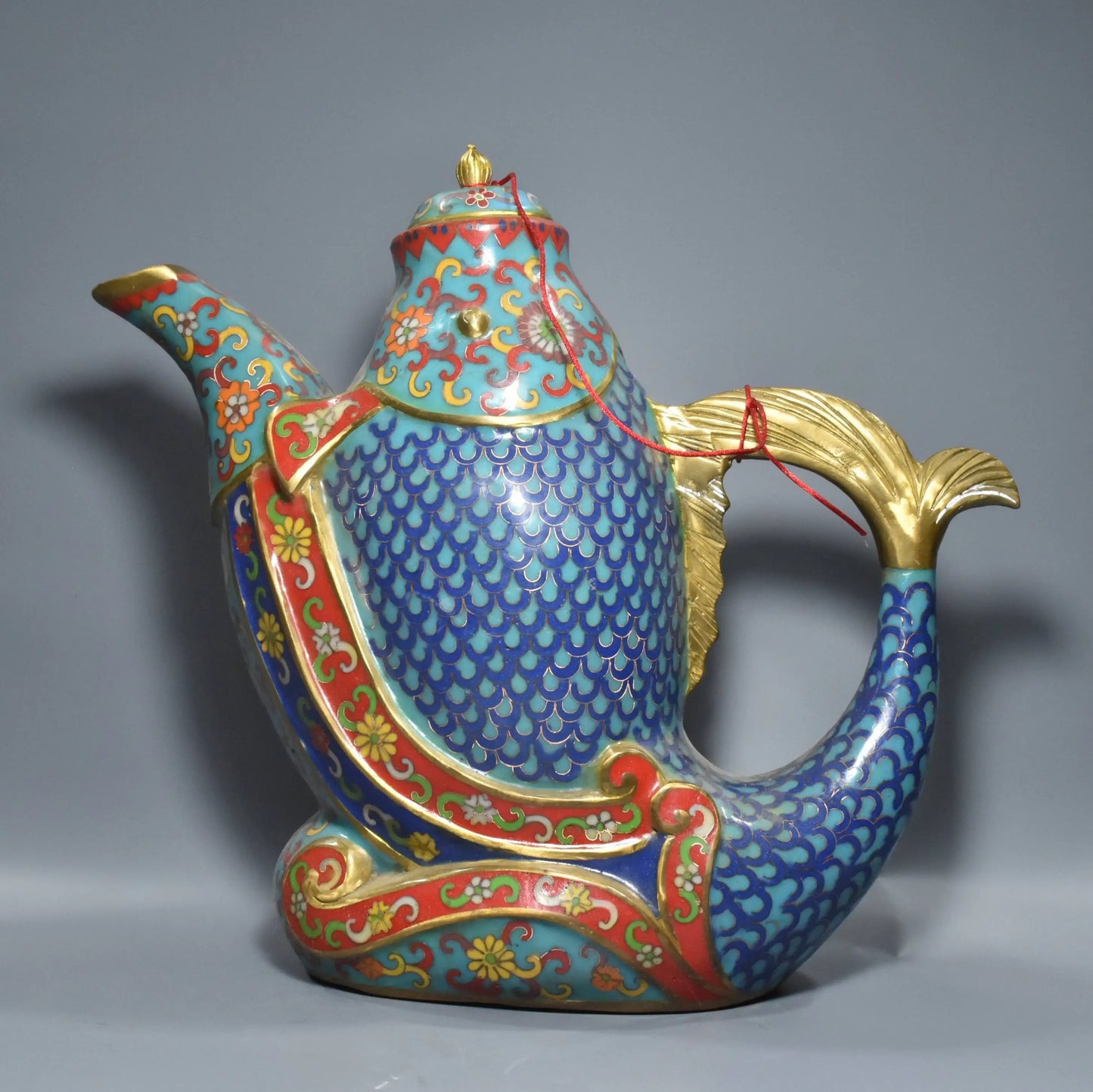 15" Bronze Cloisonné Fish-Shaped Wine Pot – Temple Floral Vessel