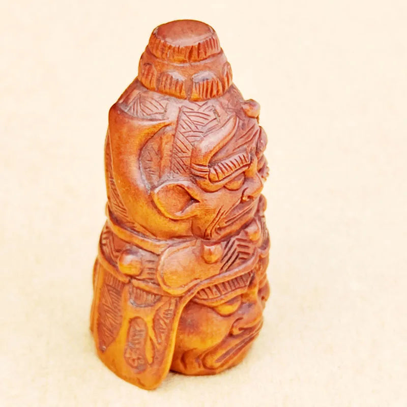 GX1127 - 20 Years Old 2" Hand Carved Boxwood Netsuke - Two Vajra Guardians in One