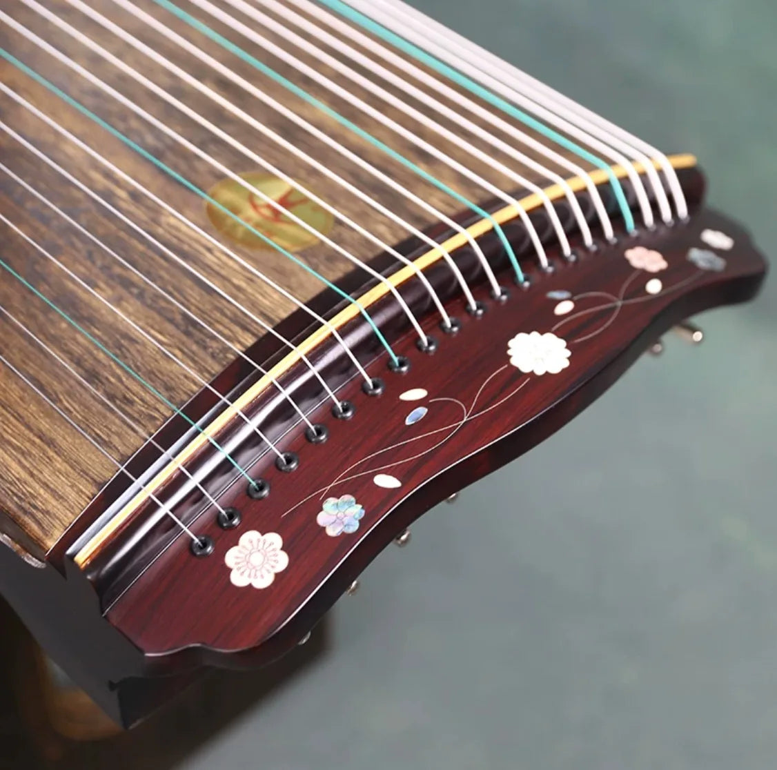 Portable Mini Guzheng 88cm 21 Strings, Mother-of-Pearl Inlay Traditional Chinese String Instrument