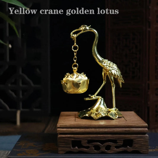 Crane Incense Burner Holder Stove Lotus Incense Burner Antique Alloy Lotus Hanging Stove Tea Ceremony Craft Household Decoration