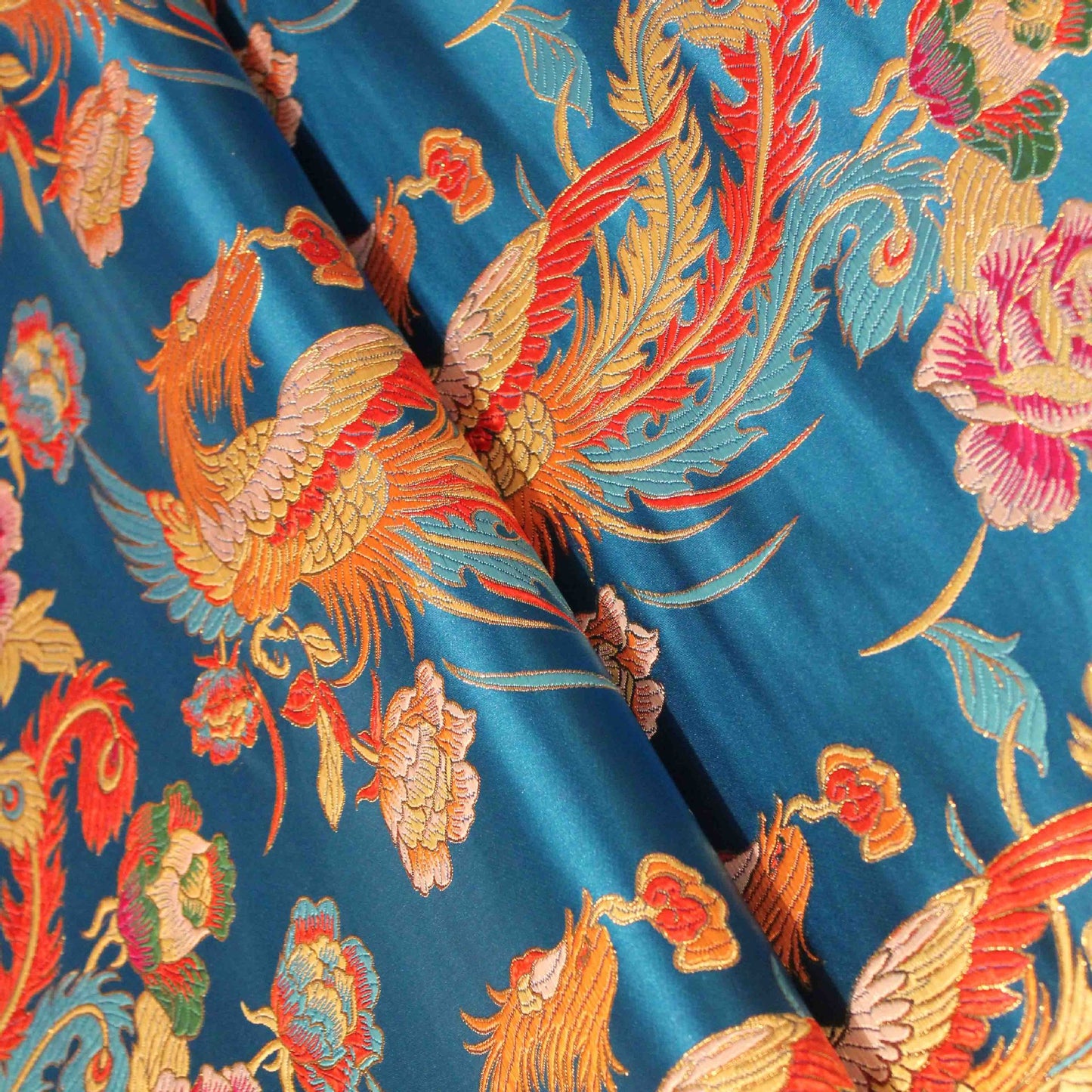 Chinese Wind Phoenix Dragon Embroidered Cheongsam Fabric