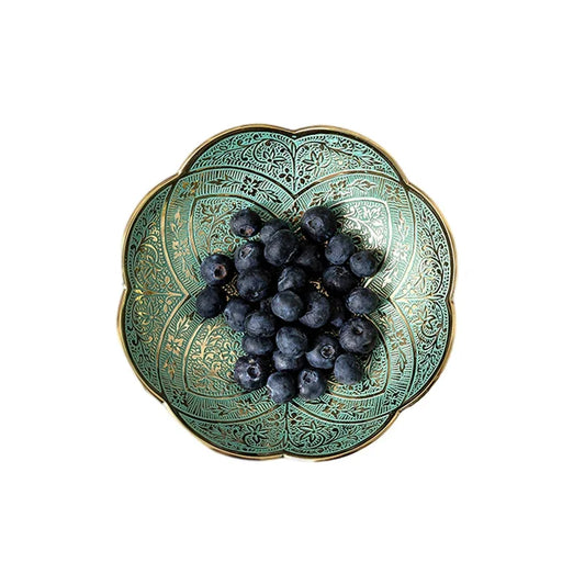 Hand-Engraved Southeast Asian Solid Brass Bowl – Decorative Fruit, Key & Jewelry Dish