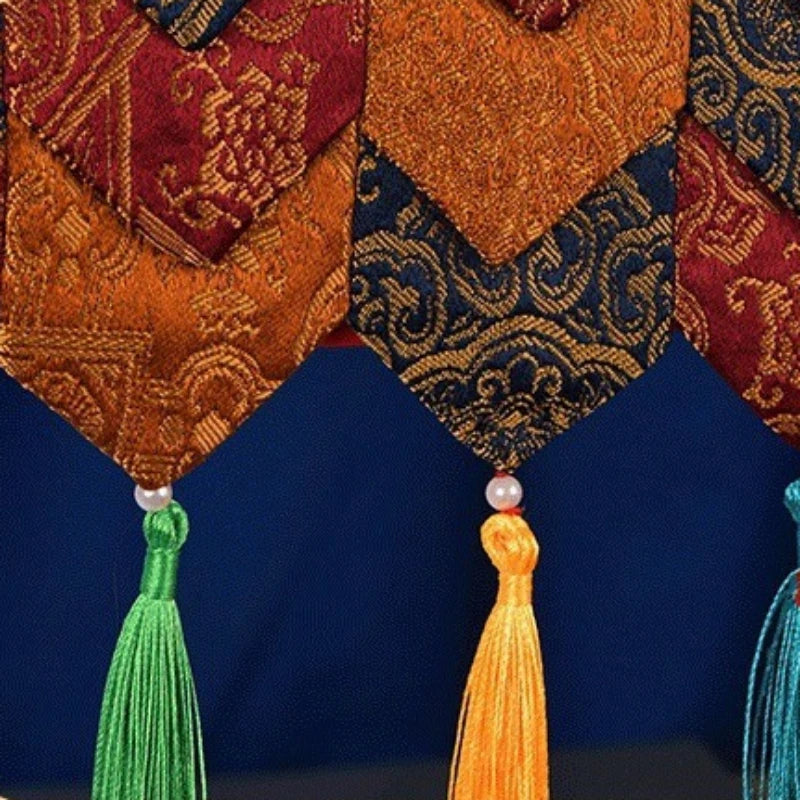 Tibetan Style Colorful Painted Five-Dragon Buddha Curtain Fabric Curtain Door Special Handmade Curtains Household Temple Worship