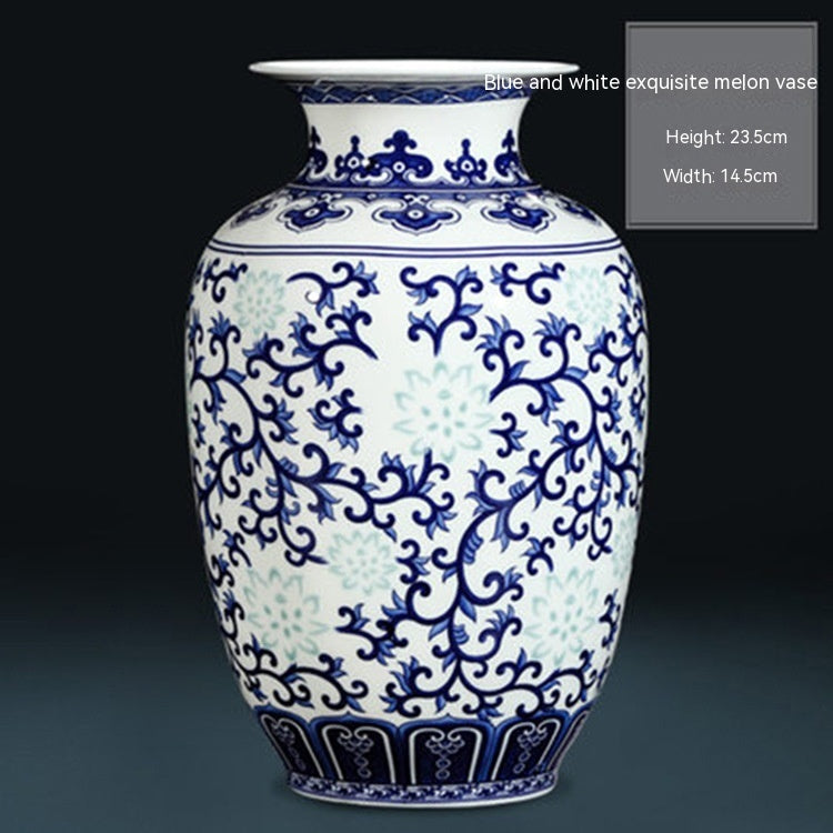 Chinese Decorative Ceramic Vase with Blue and White Flowers or Branches