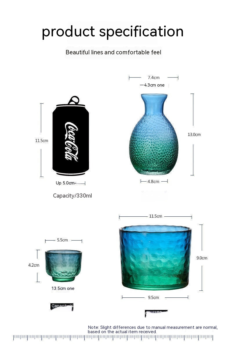 Japanese Style Hammered Glass Pattern 6-Piece Wine Set