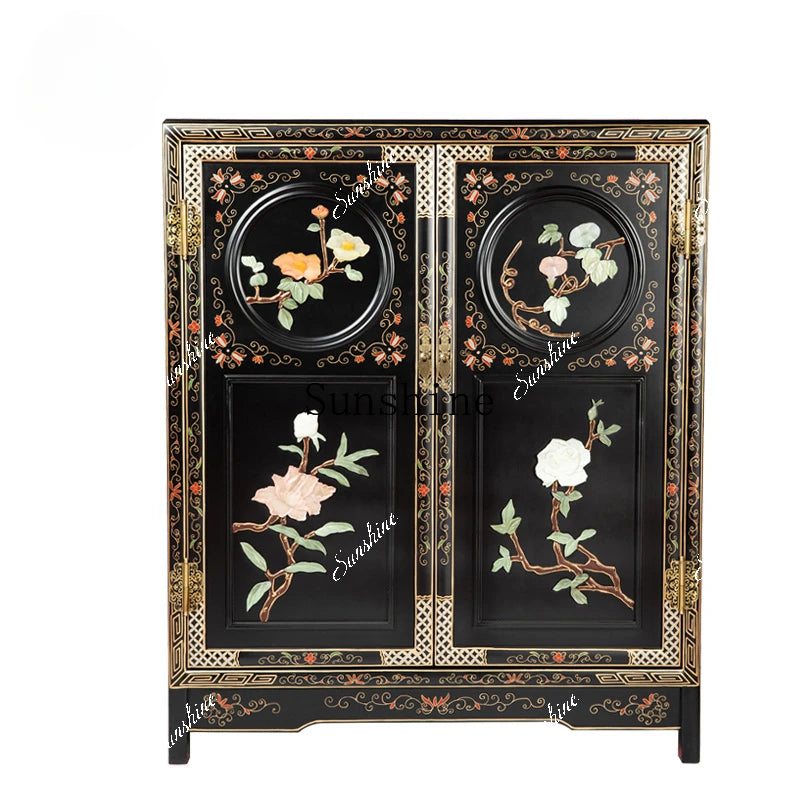 New Chinese Classical Mahogany Door Cabinet – Antique Style Storage Credenza