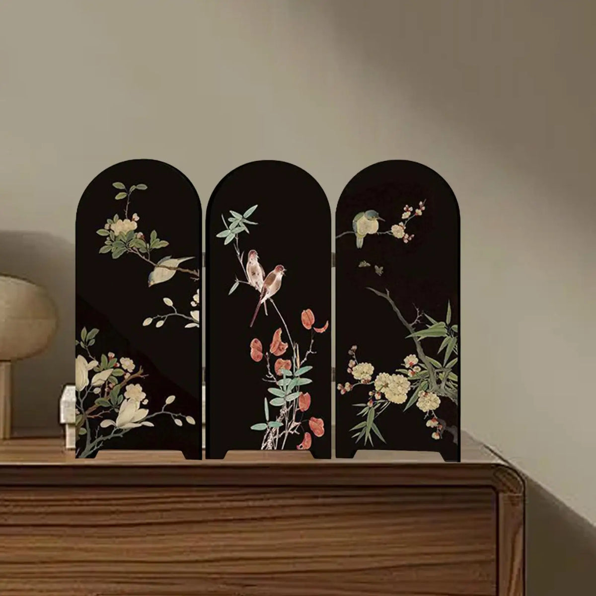 Mini Desktop 3-Panel Folding Screen | Tabletop Asian Decor