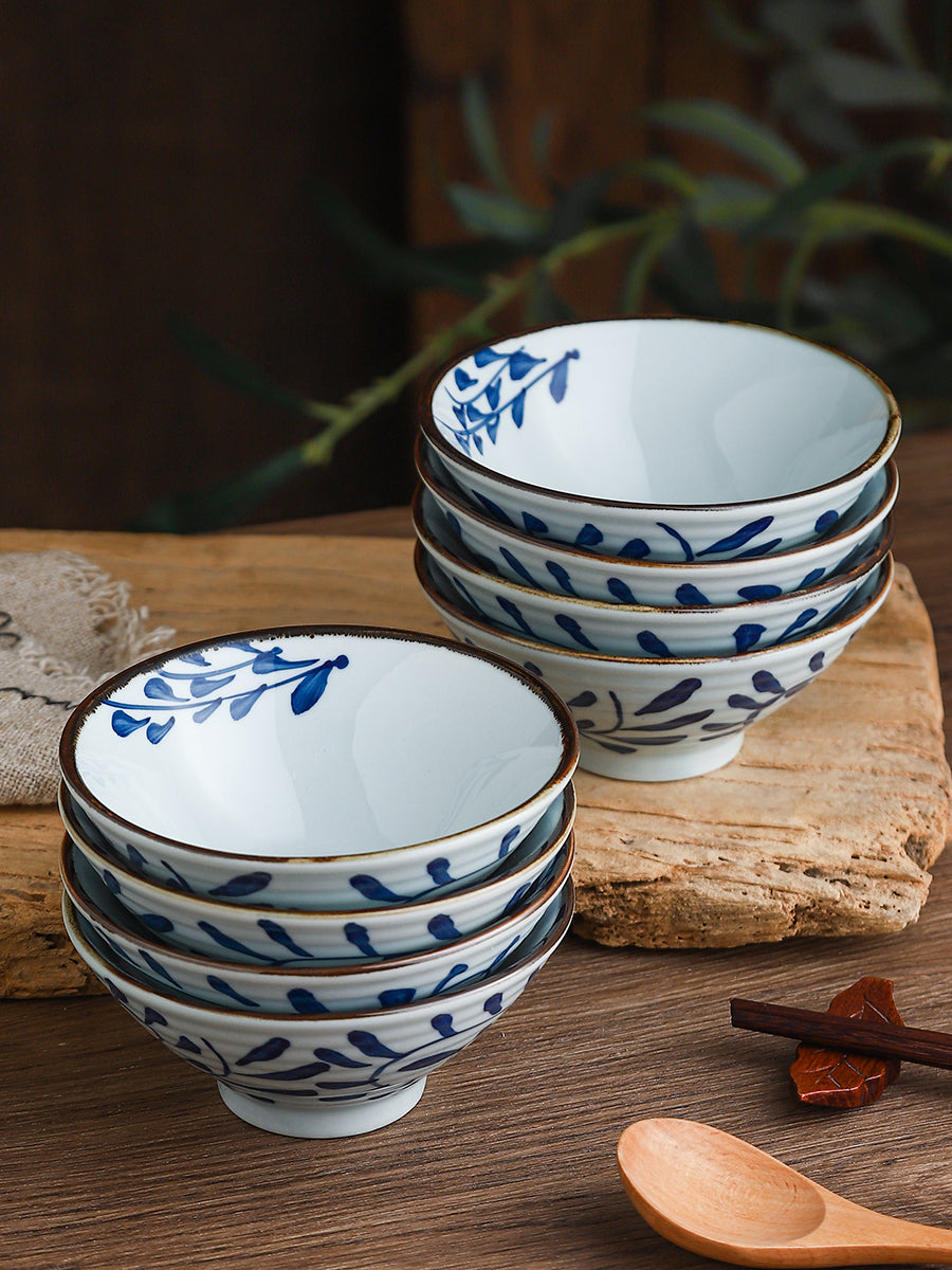 High Temperature Underglaze Ceramic Bamboo Hat Style Soup Bowl