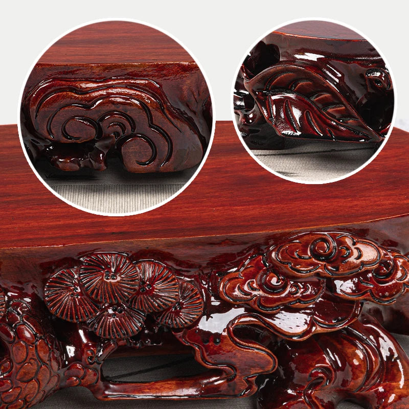 Solid wood rare stone root carving base, grooved stone flower pot, Buddha statue, jade fish tank, vase ornament, wooden base bra