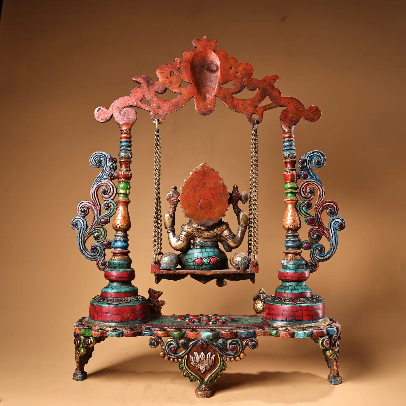 17" Bronze Turquoise Ganesha & Phoenix Swing – Asian Home Decor