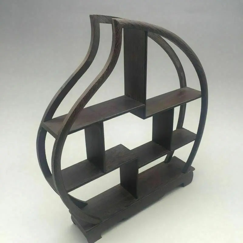 Delicate Chinese Wood Carved Peach Shape Stand Shelf for Statue Snuff Bottle Antique Asian Decorative Item