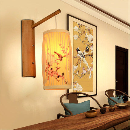 Woven Bamboo Chinese Bamboo Art Wall Lamp