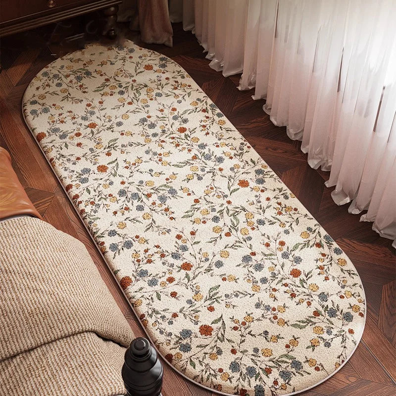 Retro Oval Living Room Carpet Floral Pattern Classic Creative Art Bedroom Runner Rug Home Decoration Sofa Coffee Table Mat Tapis