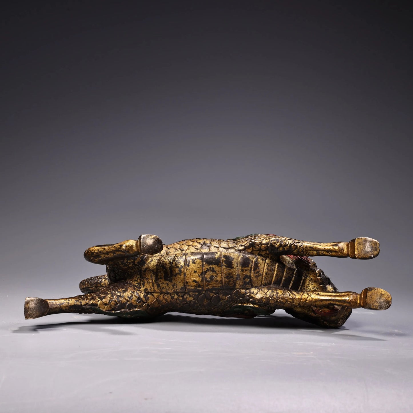 Tibetan Bronze Painted Kirin Wealth Guardian Statue
