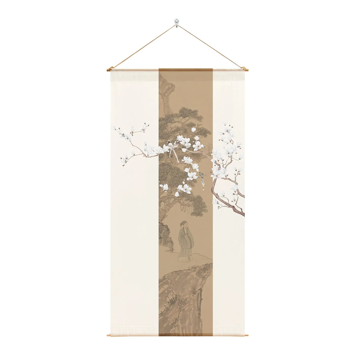 Japanese Zen Sheer Gauze Hanging Room Divider | Tea Room & Meditation Drape