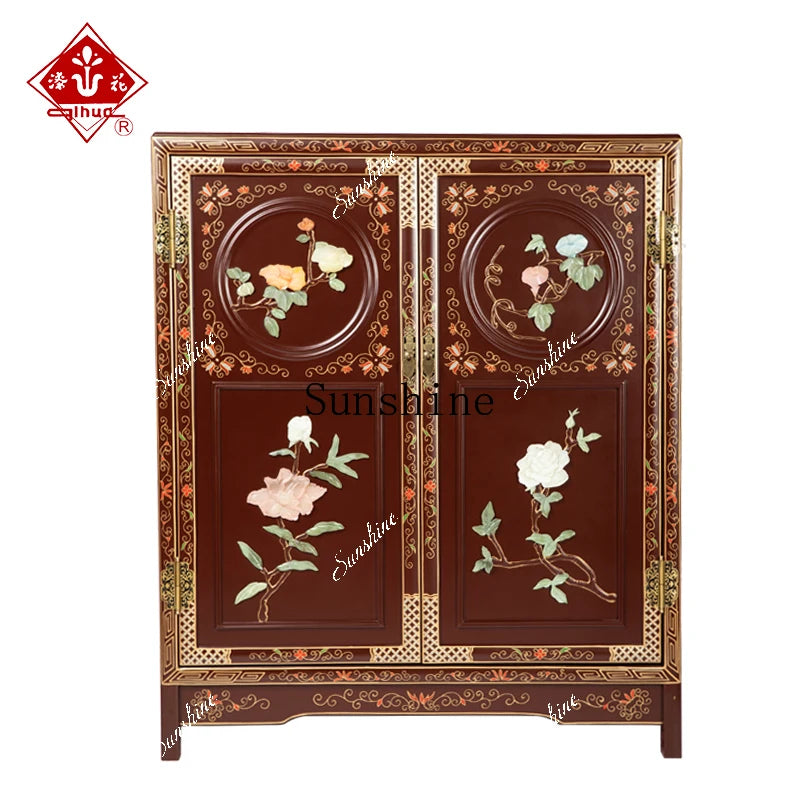 New Chinese Classical Mahogany Door Cabinet – Antique Style Storage Credenza