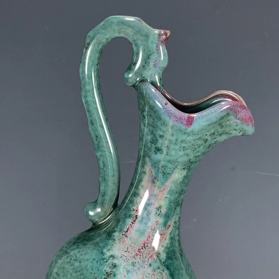Traditional Chinese Style Porcelain Vase with Jun Glaze with Kiln Change Dragon Head