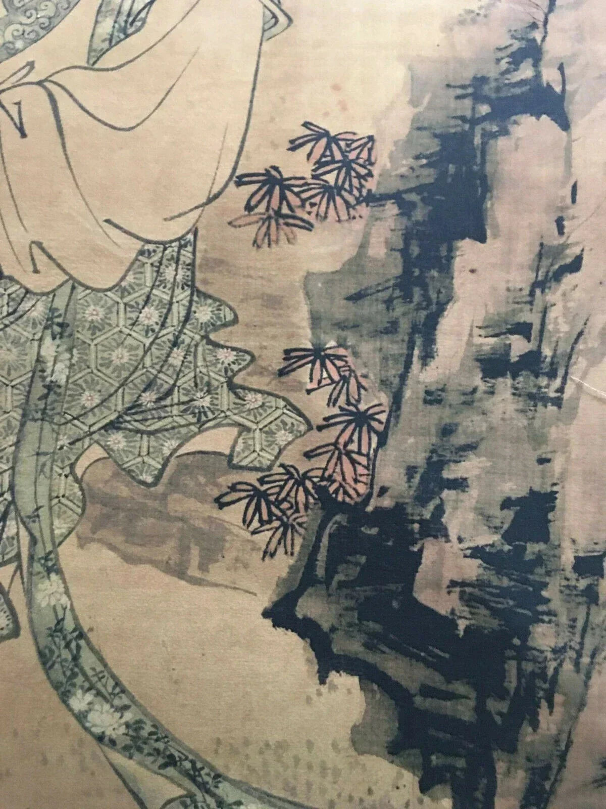 Tang Yin–Style “Poems on Red Leaves” Chinese Scroll – Ink & Color on Rice Paper