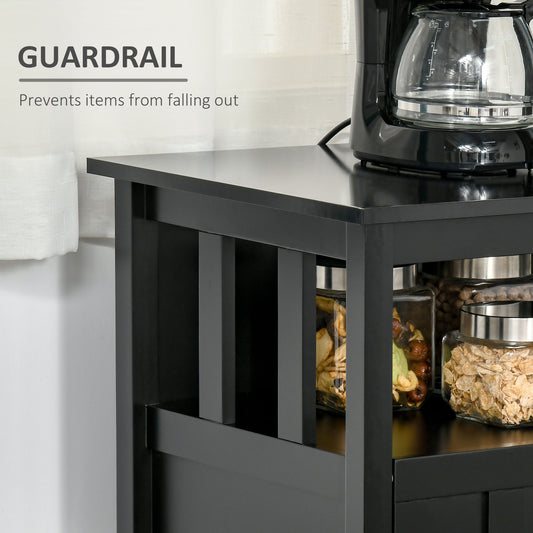 Black Sideboard Buffet Cabinet with 2 Doors and Adjustable Shelves
