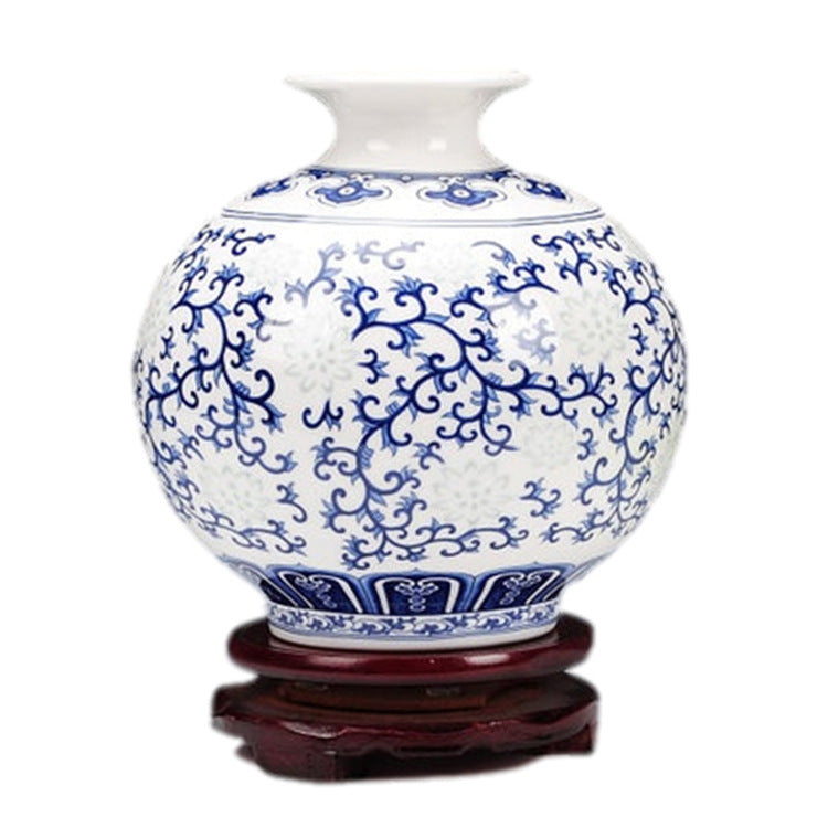 Chinese Decorative Ceramic Vase with Blue and White Flowers or Branches