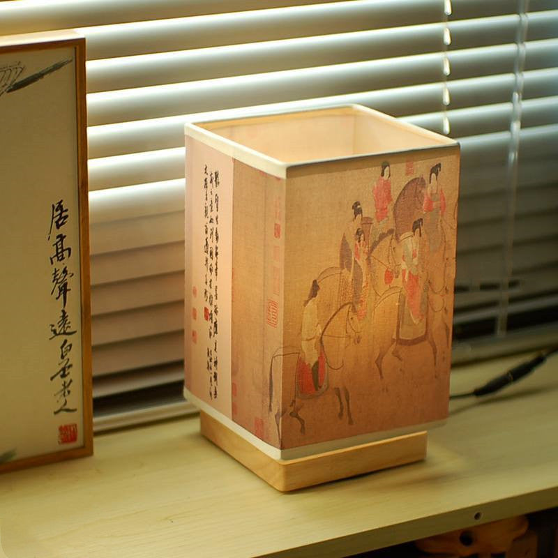 Japanese Zen Square Solid Wood Table Lamp