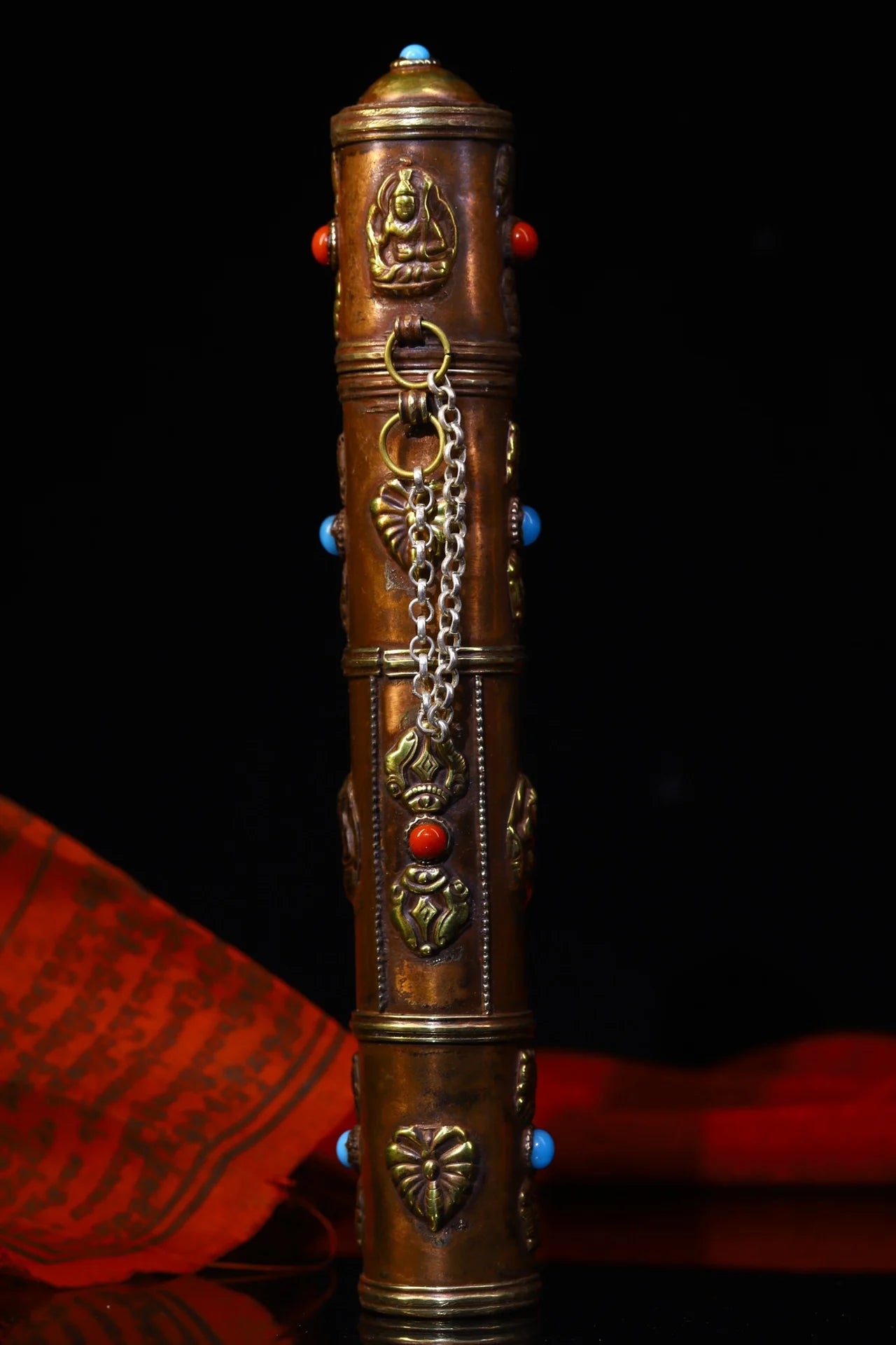 9" Tibetan Bronze Filigree Incense Tube Box & Fork – Asian Home Decor