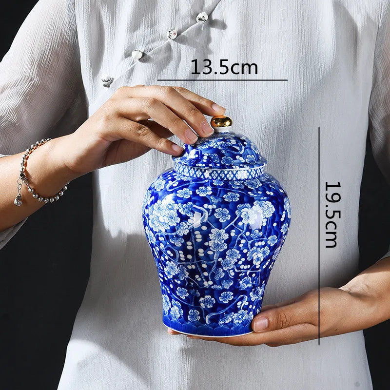 Blue & White Porcelain General Jar | Plum Blossom Ginger Jar & Tea Caddy