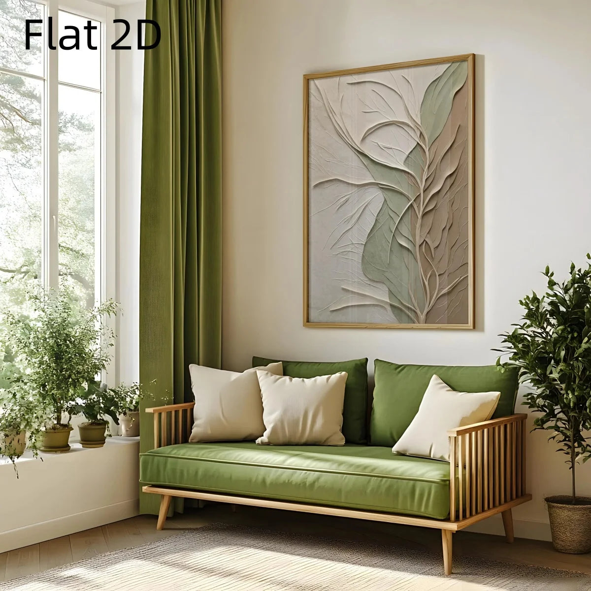 Japanese Sage Green Abstract Canvas Prints Poster Flat 2D Modern Botanical Wabi Sabi Zen Art Prints Wall Art Home Decor Poster