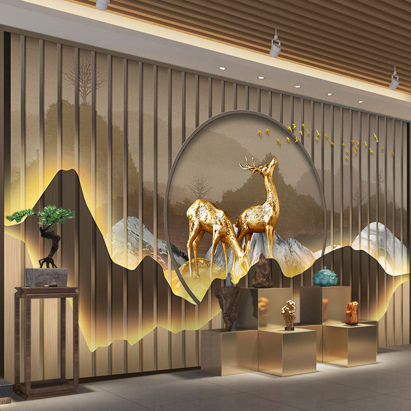 Luxury Chinese Silk Cloth Office Wallpaper Mock Partition