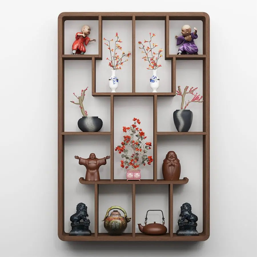 Wall or Floor Solid Wood Duobao Bogu Shelf | Curio Display Rack