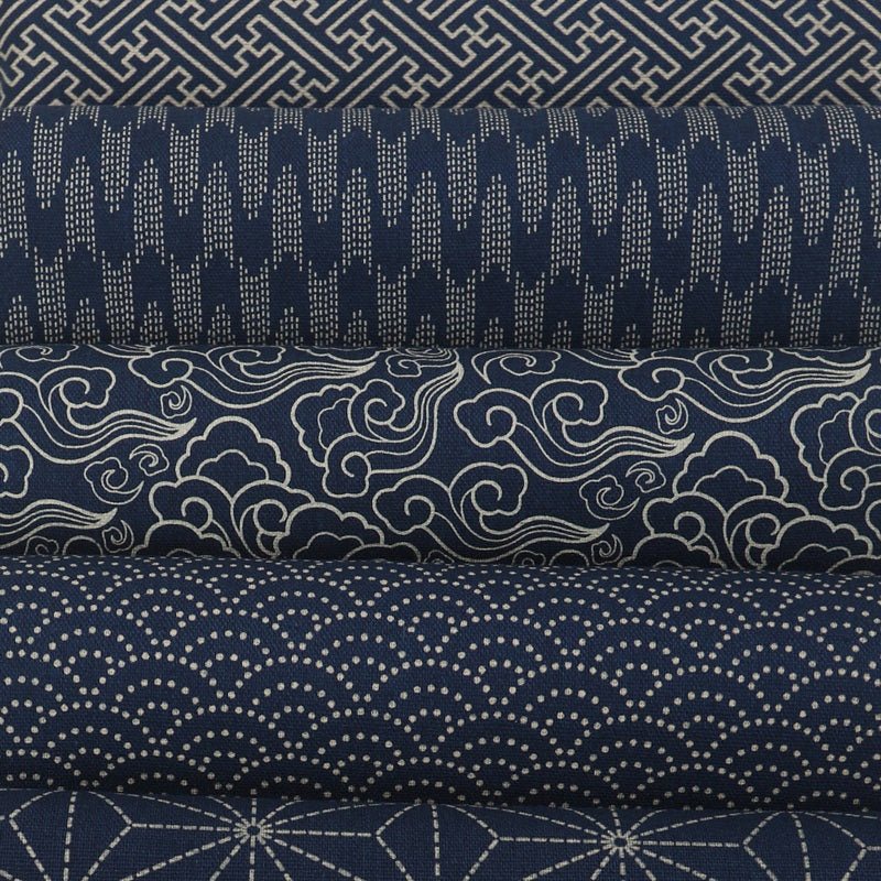 Chinese Dark Blue Cotton Linen Fabric