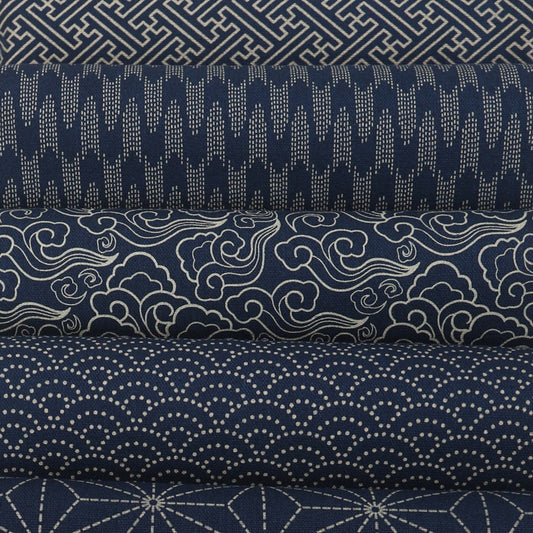 Chinese Dark Blue Cotton Linen Fabric