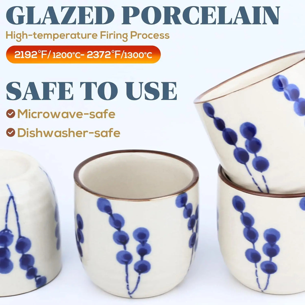 5-Piece Traditional Ceramic Sake Set – 1 Sake Carafe (Tokkuri) & 4 Cups (Ochoko)
