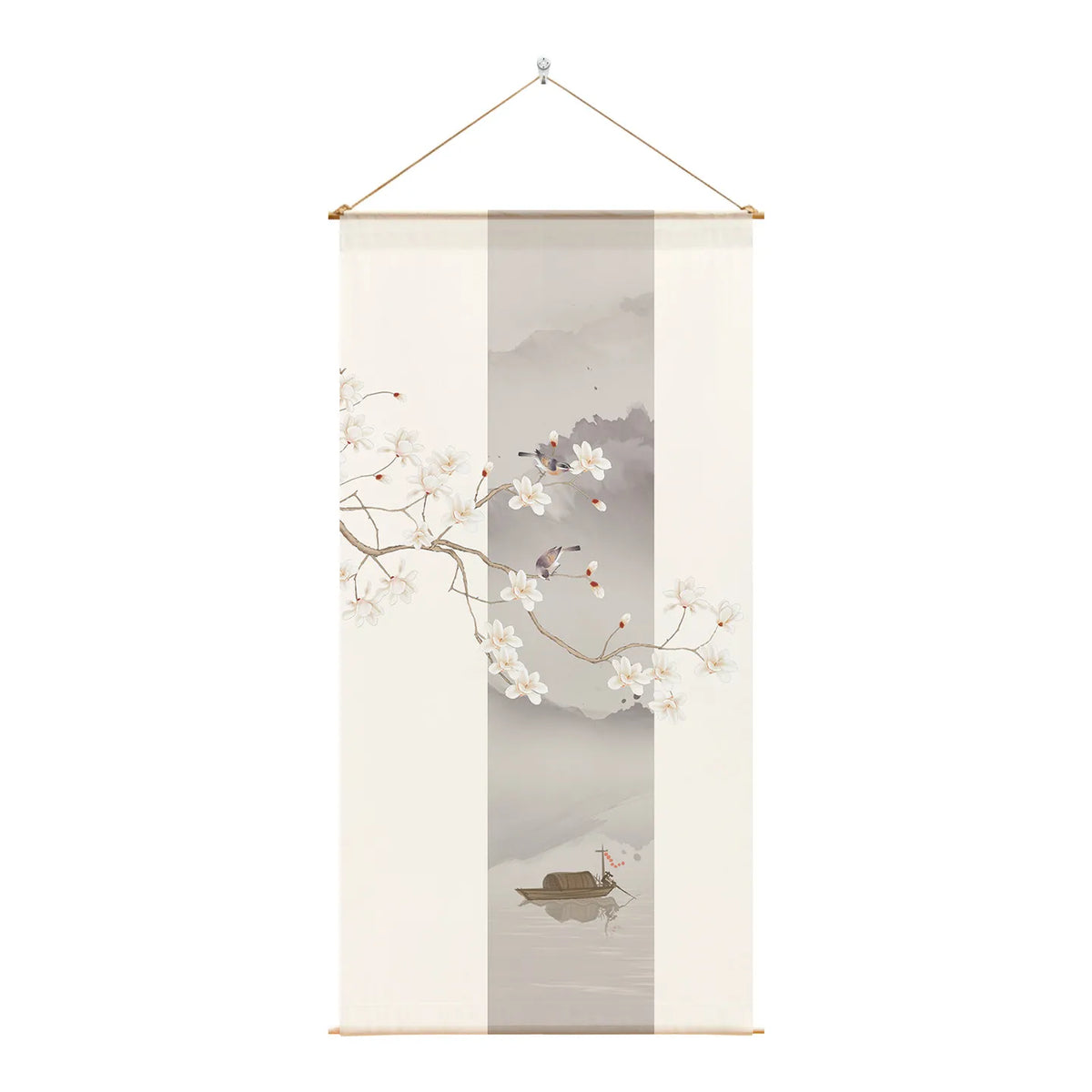 Japanese Zen Sheer Gauze Hanging Room Divider | Tea Room & Meditation Drape