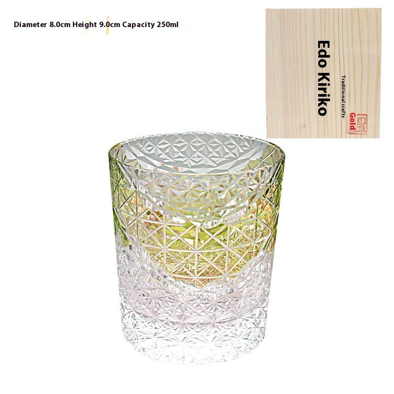 Edo Kiriko Japanese Handmade Cut Glass Cup, Single or Set of 4