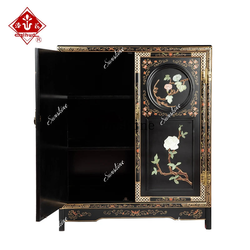 New Chinese Classical Mahogany Door Cabinet – Antique Style Storage Credenza