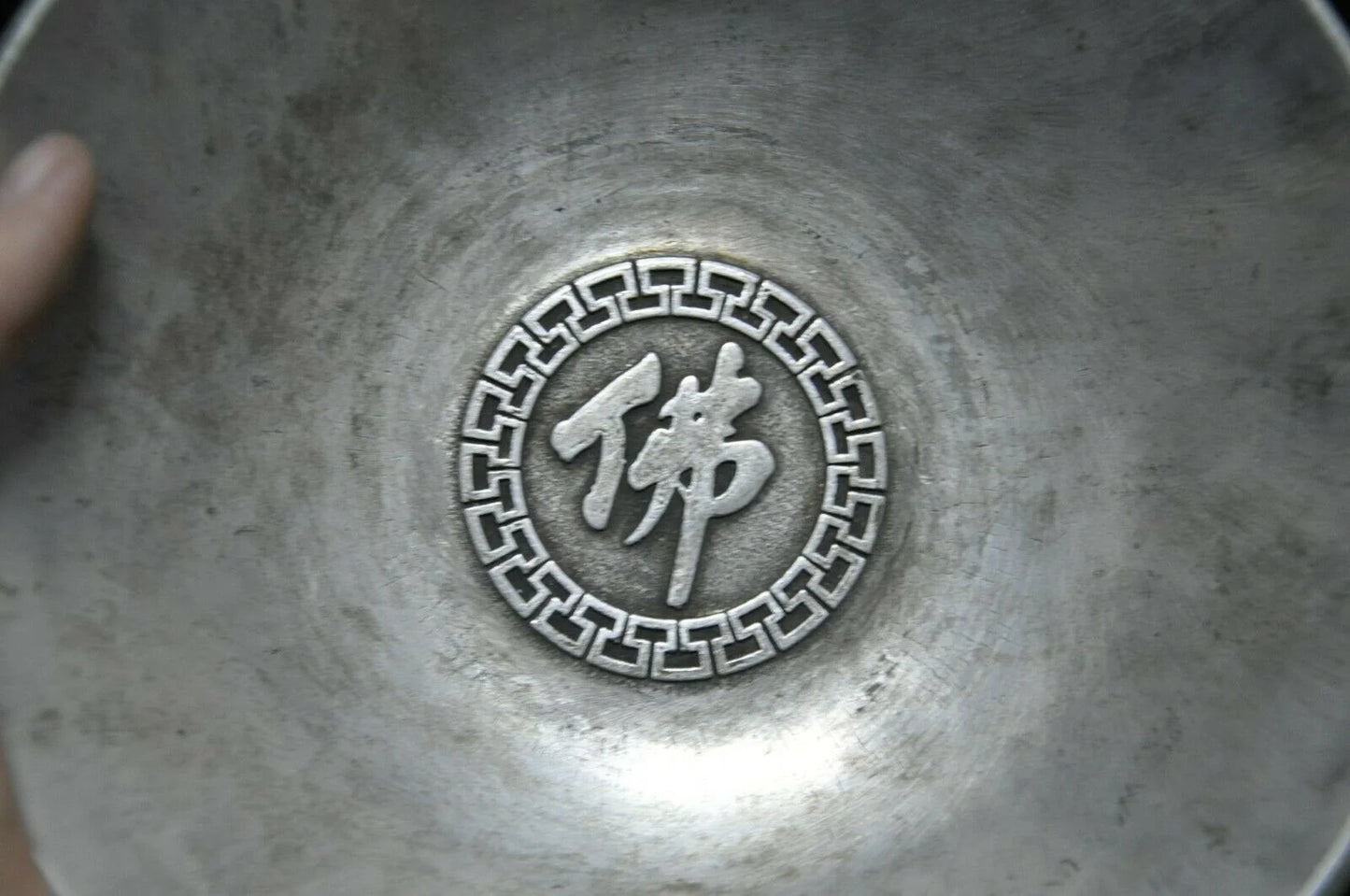 Old Tibetan Silver Lohan Plate – Buddhist Temple Offering Dish