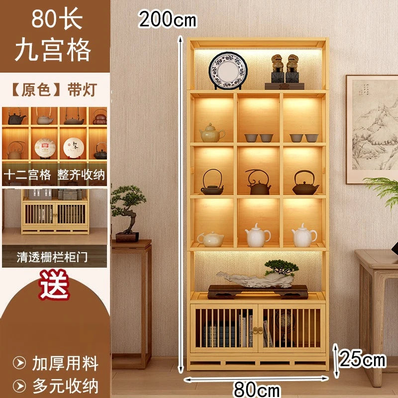 Chinese Duobao Pavilion Bogu Cabinet | Illuminated Tea & Curio Display Shelf