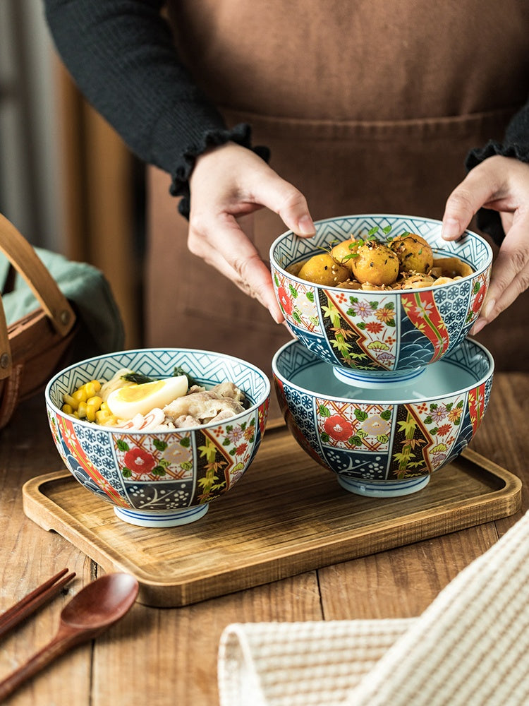 High-Quality Japanese Traditional Design Ceramic Bowl Large