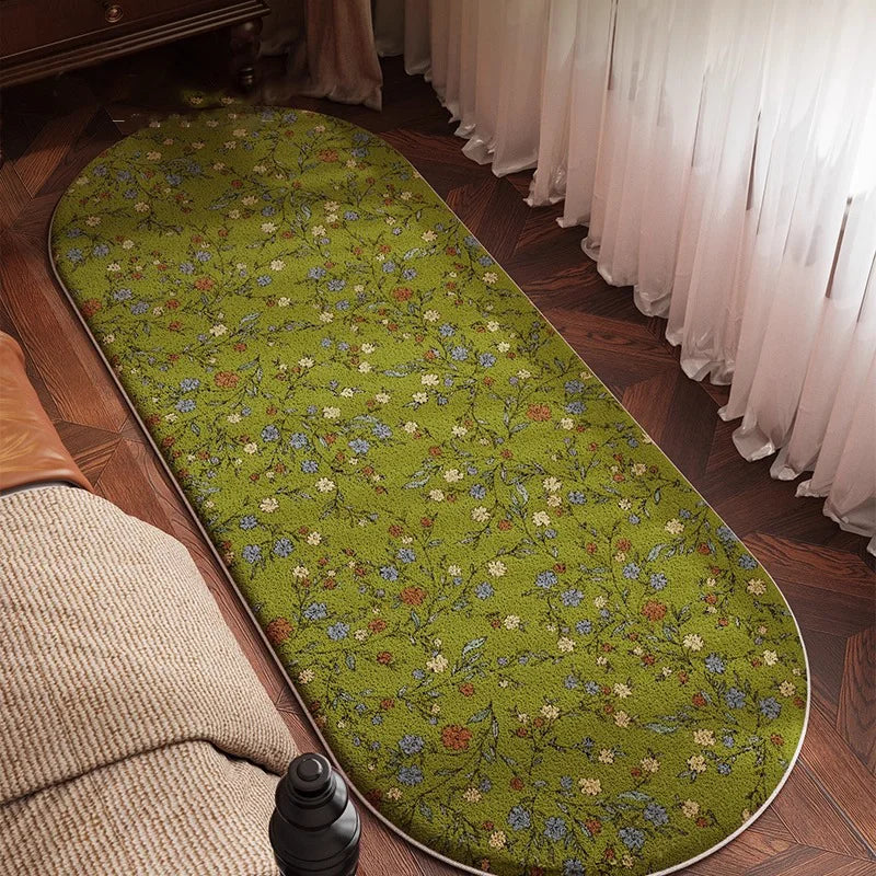 Retro Oval Living Room Carpet Floral Pattern Classic Creative Art Bedroom Runner Rug Home Decoration Sofa Coffee Table Mat Tapis
