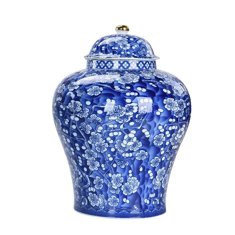 Blue & White Porcelain General Jar | Plum Blossom Ginger Jar & Tea Caddy