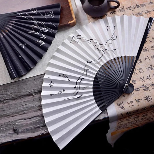 Chinese Silk Folding Fan - 7 Inch Handmade Embroidered Vintage Fan For Women/Men Hanfu & Qipao Accessory Traditional Bamboo