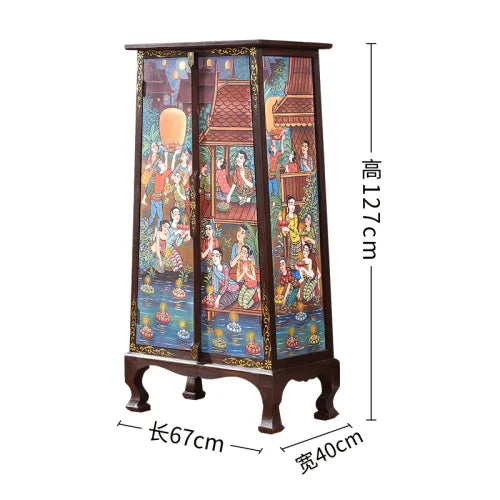 Painted Decorative Storage Cabinet Southeast Asian Style Solid Wood Furniture Entrance Cabinet