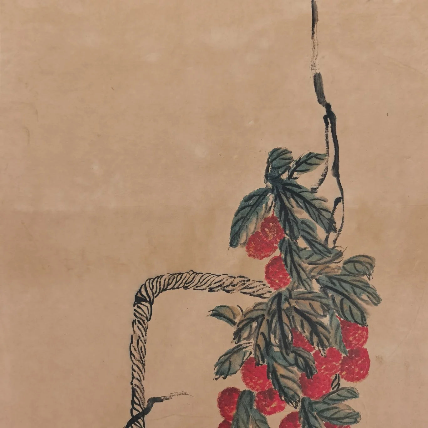 "Picture of Fruitfulness" Flower Basket Scroll Painting – After Qi Baishi (50 × 95 cm)