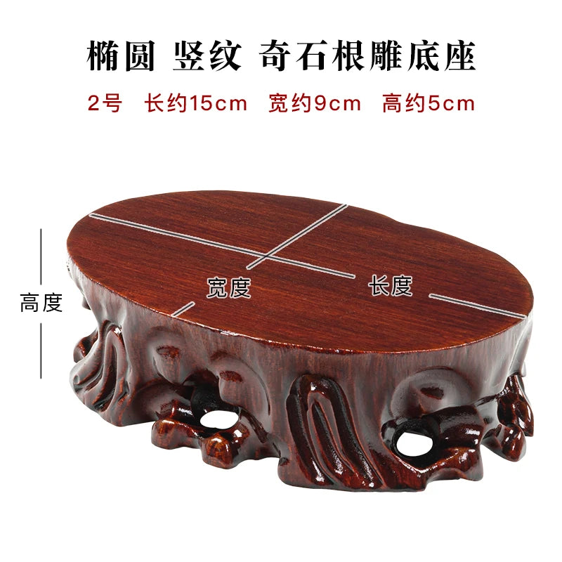 Solid wood rare stone root carving base, grooved stone flower pot, Buddha statue, jade fish tank, vase ornament, wooden base bra