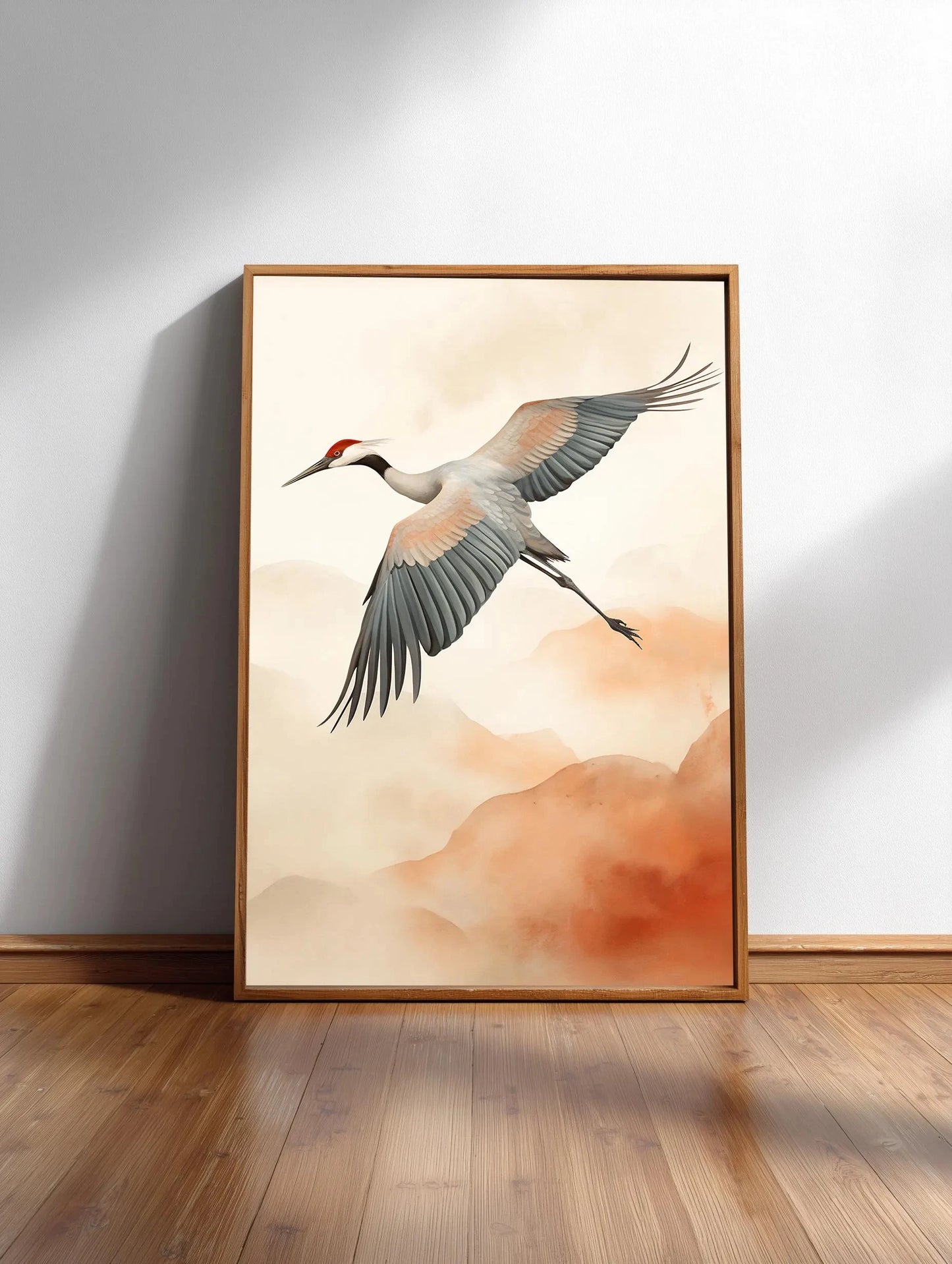 Minimalist Japanese Bamboo Forest & Crane Zen Wall Art Print
