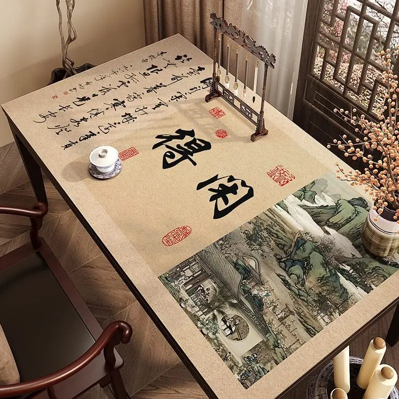 1pcs Landscape style calligraphy desk cushion tablecloth rectangular diatomaceous earth office desk desktop protective cushion