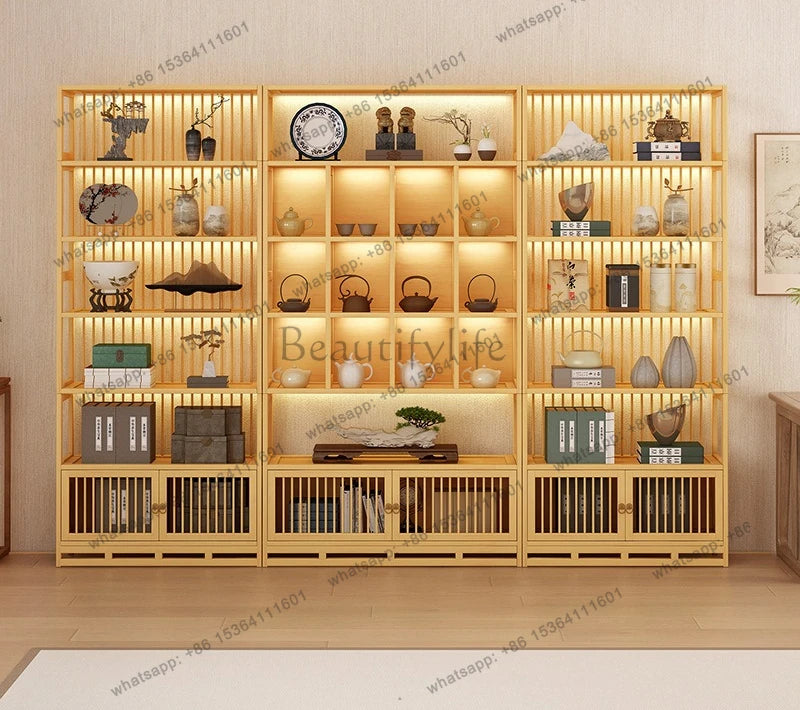 Chinese Duobao Pavilion Bogu Cabinet | Illuminated Tea & Curio Display Shelf