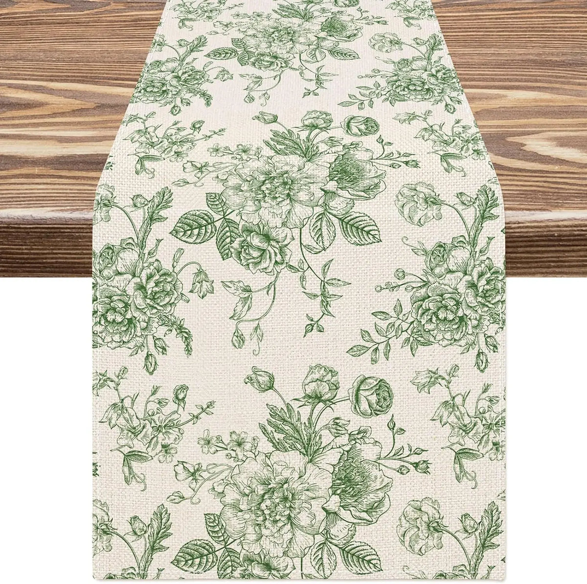 Chinoiserie Floral Linen Table Runner