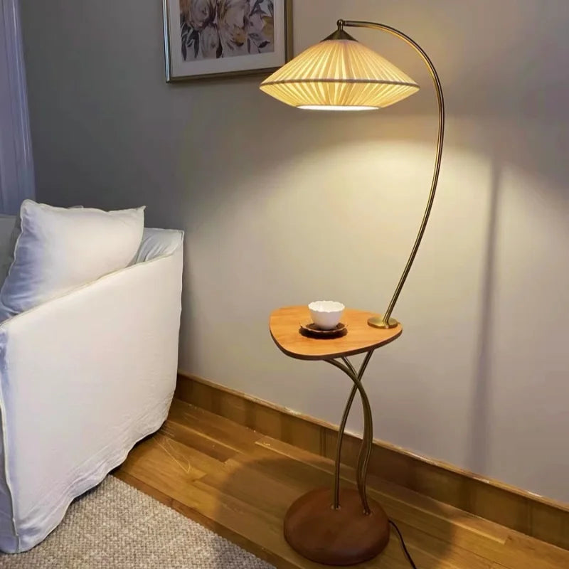 Japanese Retro Floor Lamp Living Room SofaSide Standing Lamp Bedside Lamp Medieval Creative Home Decoration Lamp LED Shelf Light